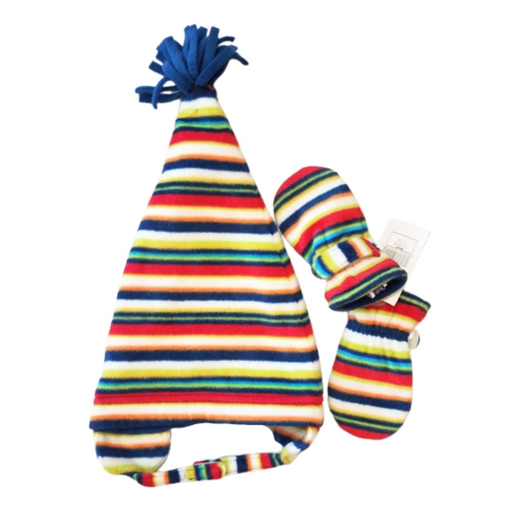 BABY GAP Colorful Striped Beanie Hat & Mittens Set - Infants Up to 6 MO
